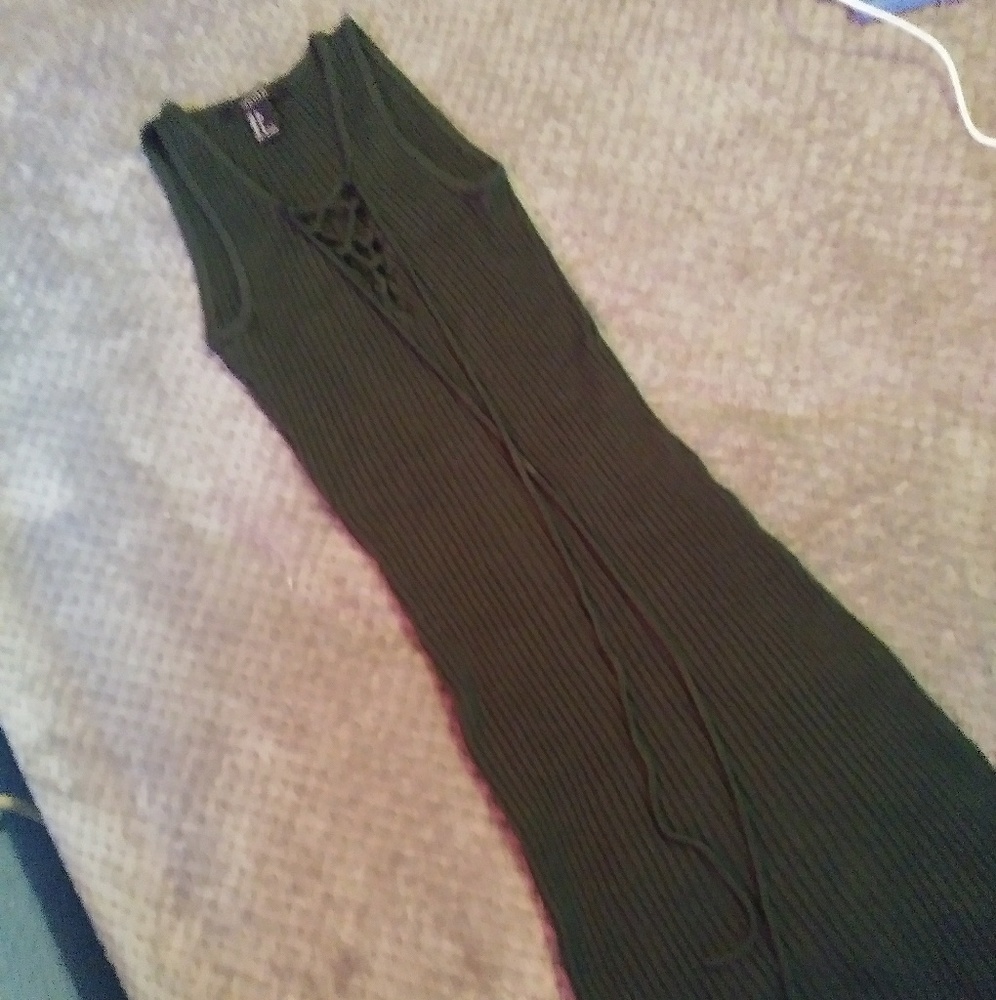 Olive green ribbed